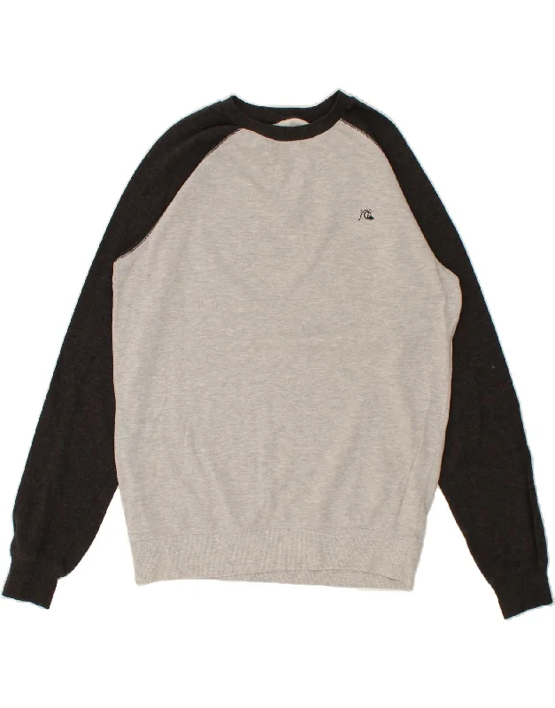 QUIKSILVER Mens Sweatshirt Jumper Large Grey Colourblock