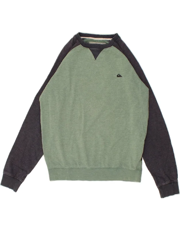 QUIKSILVER Mens Sweatshirt Jumper Medium Green Colourblock