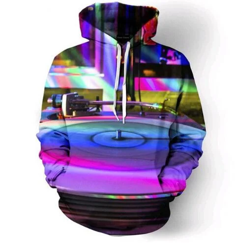Rainbow Record Player Hoodie Hoodie with Cropped Fit Short Trendy