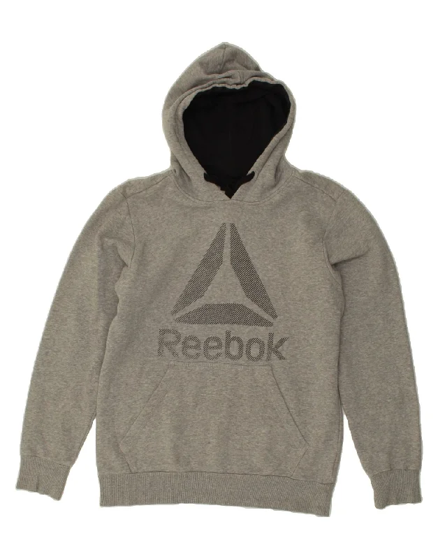 REEBOK Mens Graphic Hoodie Jumper Small Grey Cotton Hoodie with Relaxed Fit Easy Casual REEBOK Mens Graphic Hoodie Jumper Small Grey Cotton Hoodie with Relaxed Fit Easy Casual
