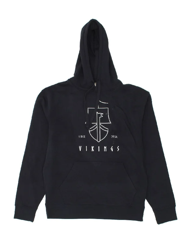 RUSSELL ATHLETIC Mens Graphic Hoodie Jumper Large Navy Blue Cotton Hoodie with Hem Frayed Vintage Worn RUSSELL ATHLETIC Mens Graphic Hoodie Jumper Large Navy Blue Cotton Hoodie with Hem Frayed Vintage Worn