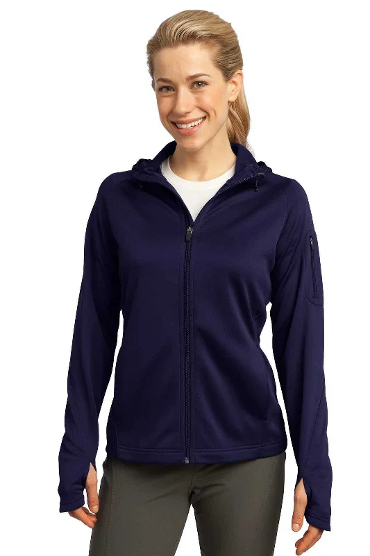 Sport-Tek L248 Ladies Tech Fleece Full-Zip Hooded Jacket - True Navy Hoodie Zip-Up Jacket Button-Up Jacket