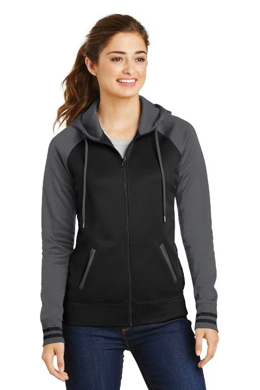 Sport-Tek LST236 Ladies Sport-Wick Varsity Fleece Full-Zip Hooded Jacket - Black Dark Smoke Gray Trench Coat Raincoat Waterproof Jacket Sport-Tek LST236 Ladies Sport-Wick Varsity Fleece Full-Zip Hooded Jacket - Black Dark Smoke Gray Trench Coat Raincoat Waterproof Jacket
