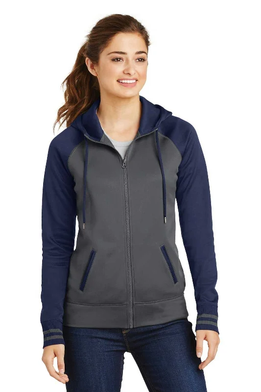 Sport-Tek LST236 Ladies Sport-Wick Varsity Fleece Full-Zip Hooded Jacket - Dark Smoke Gray Navy Mesh Jacket Canvas Jacket Denim Jacket Sport-Tek LST236 Ladies Sport-Wick Varsity Fleece Full-Zip Hooded Jacket - Dark Smoke Gray Navy Mesh Jacket Canvas Jacket Denim Jacket