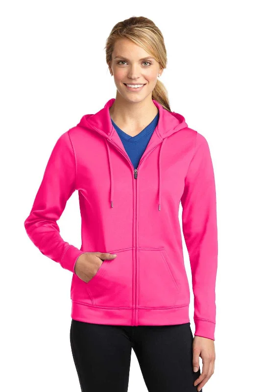 Sport-Tek LST238 Ladies Sport-Wick Fleece Full-Zip Hooded Jacket - Neon Pink Lace Jacket Ribbed Jacket Sequined Jacket Sport-Tek LST238 Ladies Sport-Wick Fleece Full-Zip Hooded Jacket - Neon Pink Lace Jacket Ribbed Jacket Sequined Jacket