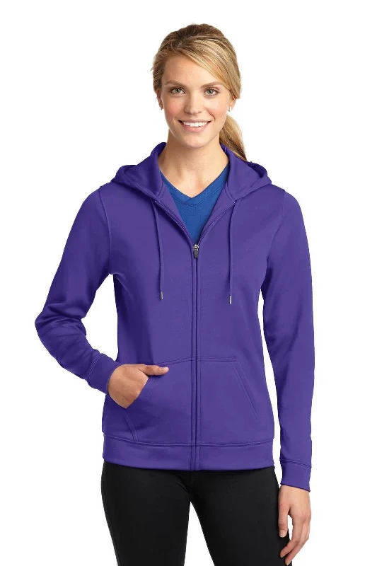 Sport-Tek LST238 Ladies Sport-Wick Fleece Full-Zip Hooded Jacket - Purple Embroidered Jacket Appliqued Jacket Beaded Jacket Sport-Tek LST238 Ladies Sport-Wick Fleece Full-Zip Hooded Jacket - Purple Embroidered Jacket Appliqued Jacket Beaded Jacket