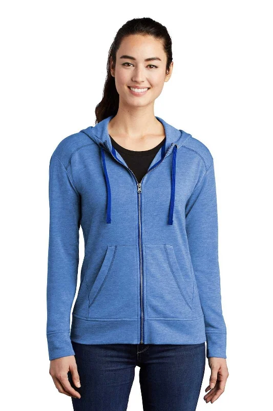Sport-Tek LST293 Ladies PosiCharge Tri-Blend Wicking Fleece Full-Zip Hooded Jacket - True Royal Heather Hooded Jacket Caped Jacket Shawl Collar Jacket Sport-Tek LST293 Ladies PosiCharge Tri-Blend Wicking Fleece Full-Zip Hooded Jacket - True Royal Heather Hooded Jacket Caped Jacket Shawl Collar Jacket