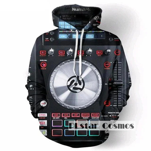 Stereo Disc Hoodie Hoodie with Drop Shoulder Relaxed Streetwear
