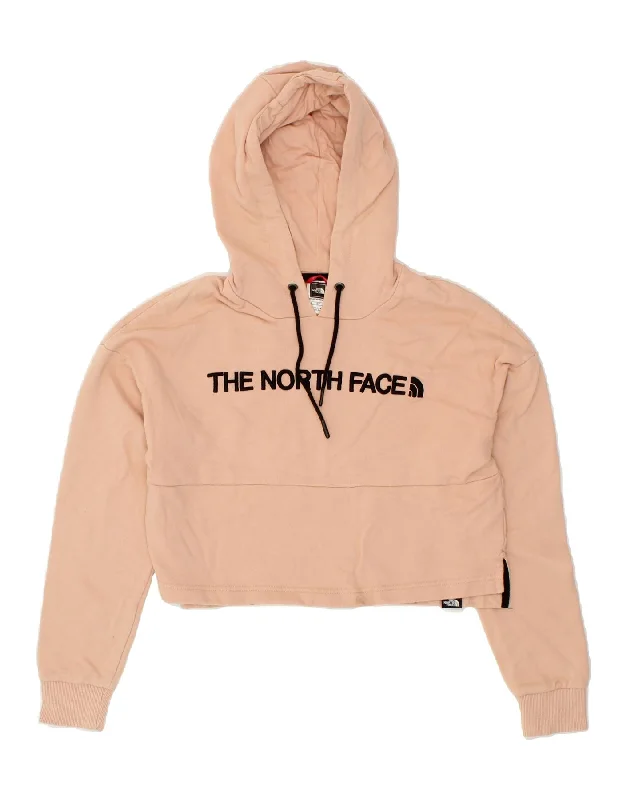 THE NORTH FACE Womens Crop Graphic Hoodie Jumper UK 10 Small Beige