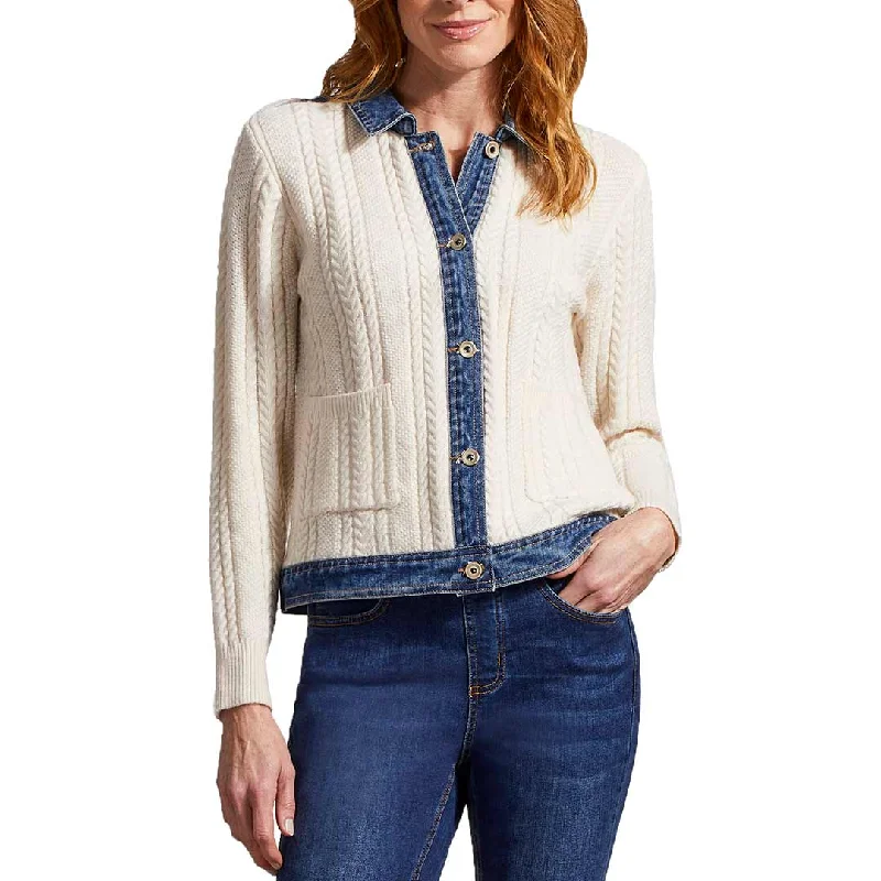 Tribal Women's Denim Trim Sweater Jacket Fitted Jacket Loose Jacket Oversized Jacket Tribal Women's Denim Trim Sweater Jacket Fitted Jacket Loose Jacket Oversized Jacket