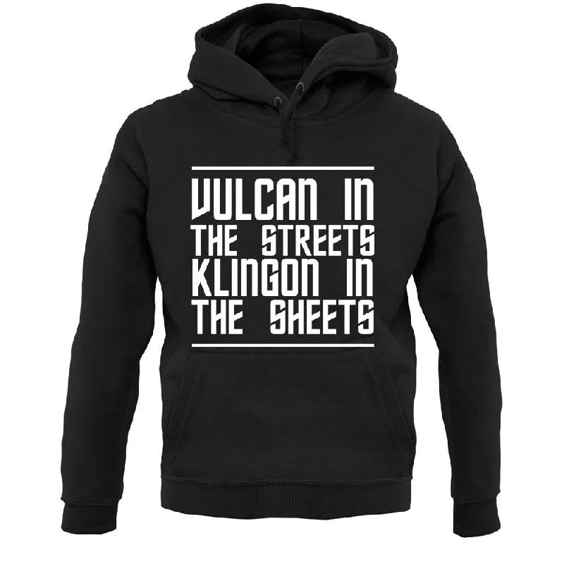 Vulcan In The Streets Unisex Hoodie Hoodie with Mock Neck Collared Structured