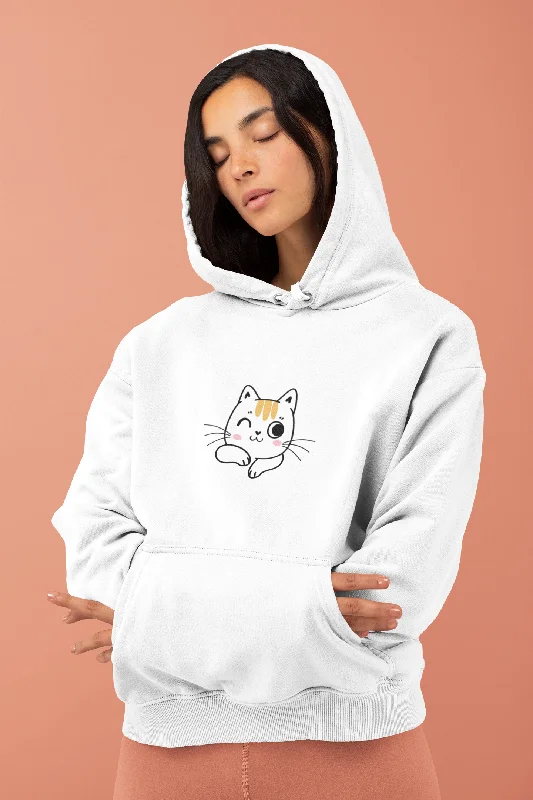 Women White Hoodie Cat Lover