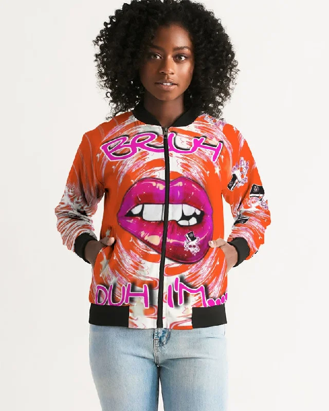 Fly Ma " Duhh I'm lit " Women's All-Over Print Bomber Jacket