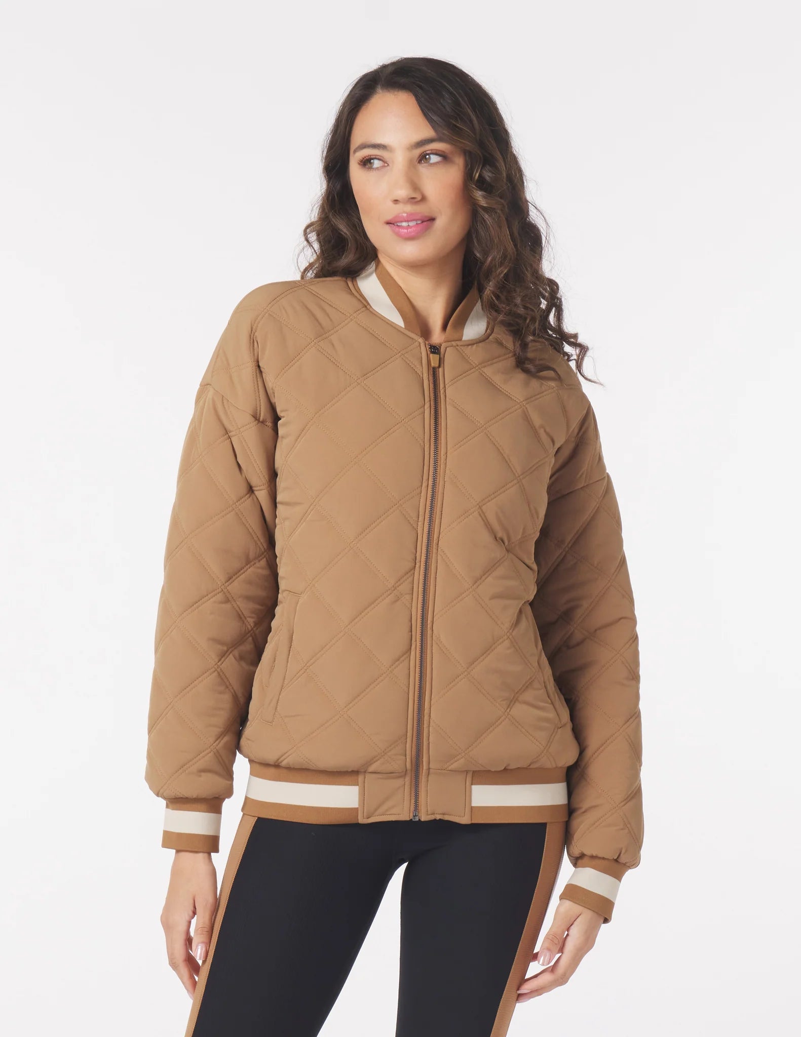 Glyder: Varsity Jacket in Almond/Oatmilk