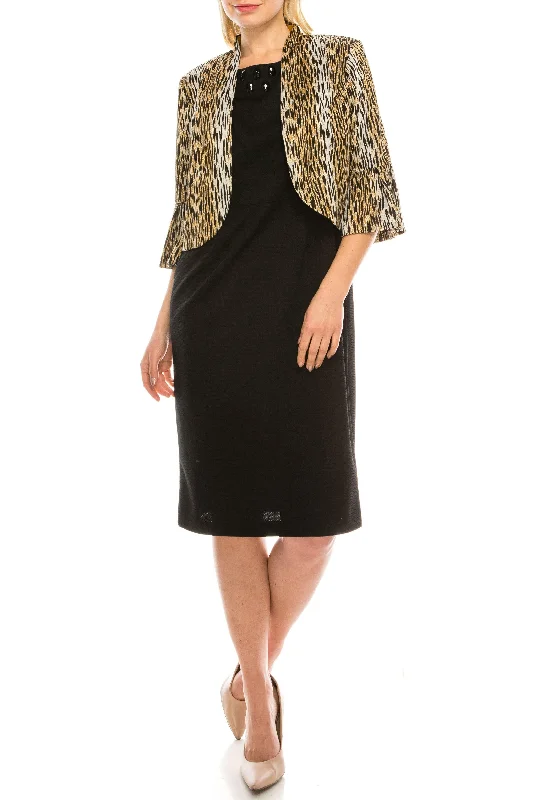 Maya Brooke Short Animal Print 2 Piece Jacket Dress