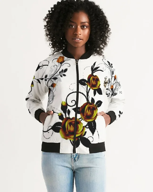 Mister Stylish  " Rose Orange " Women's All-Over Print Bomber Jacket