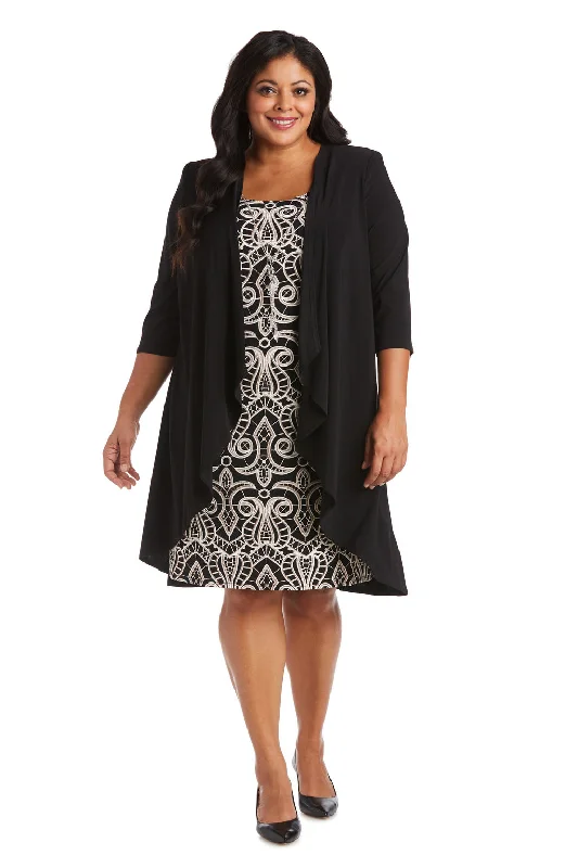 R&M Richards 5798W Short Printed Plus Size Dress Jacket Set