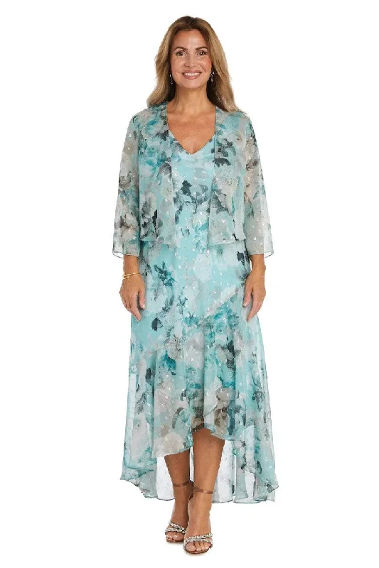 R&M Richards 9966P High Low Floral Petite Jacket Dress