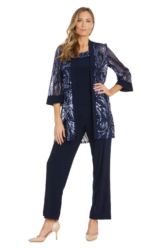 R&M Richards 9731 Long Sequins Jacket Dress Pant Set