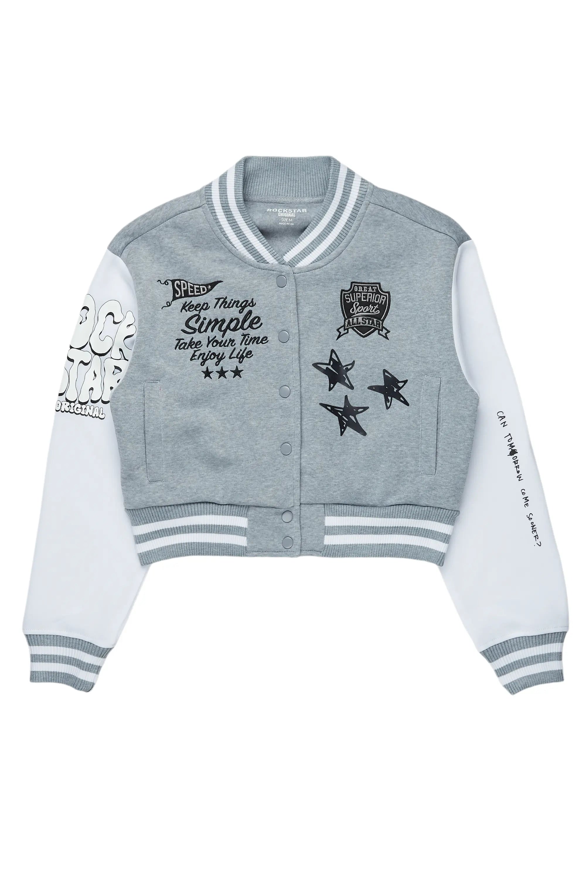 Kesira Heather Grey Varsity Jacket