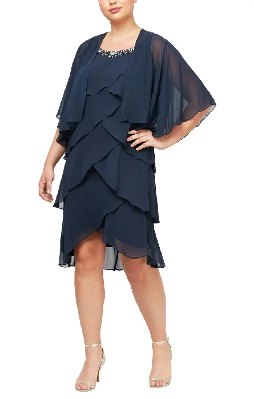 SL Fashions 612296 Plus Size Tiered Short Jacket Dress