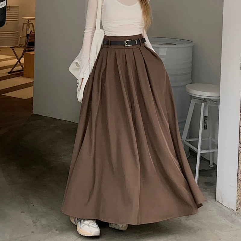 Grey Midi Long Skirts Womens Maxi Skirt Autumn Winter Suit Skirt Goth Lolita High Waist Ruffle Pleated Skirts wool skirt breathable Grey Midi Long Skirts Womens Maxi Skirt Autumn Winter Suit Skirt Goth Lolita High Waist Ruffle Pleated Skirts wool skirt breathable