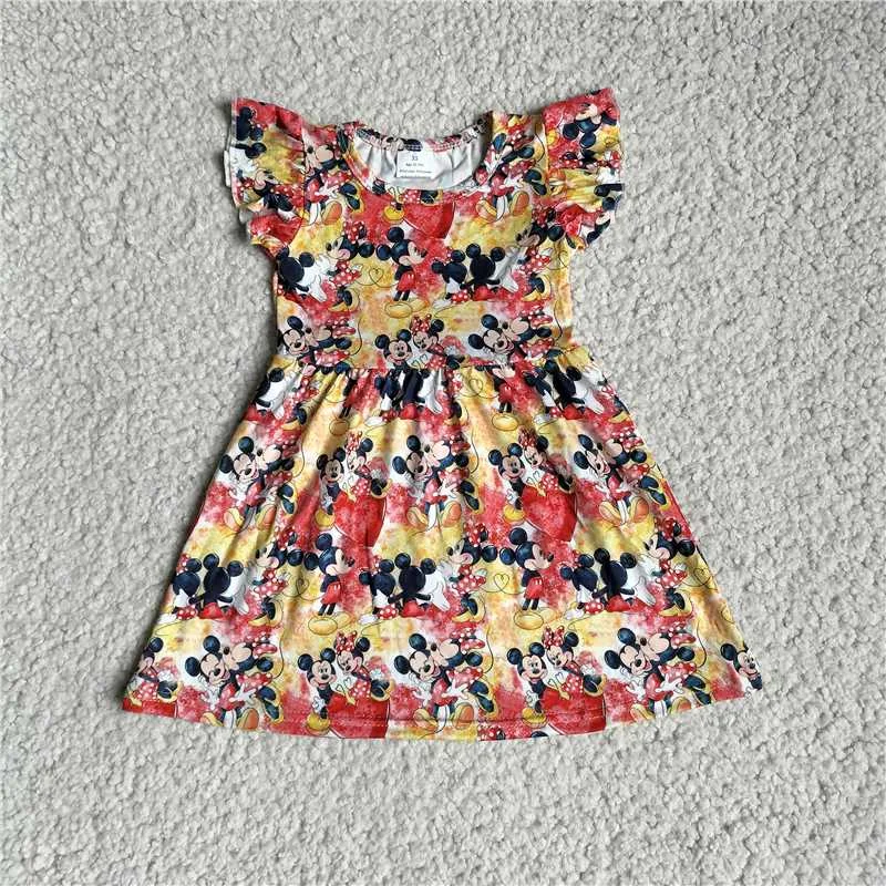 RTS NO MOQ SALES G3-12-4*. Mickey red and yellow flying sleeves skirt