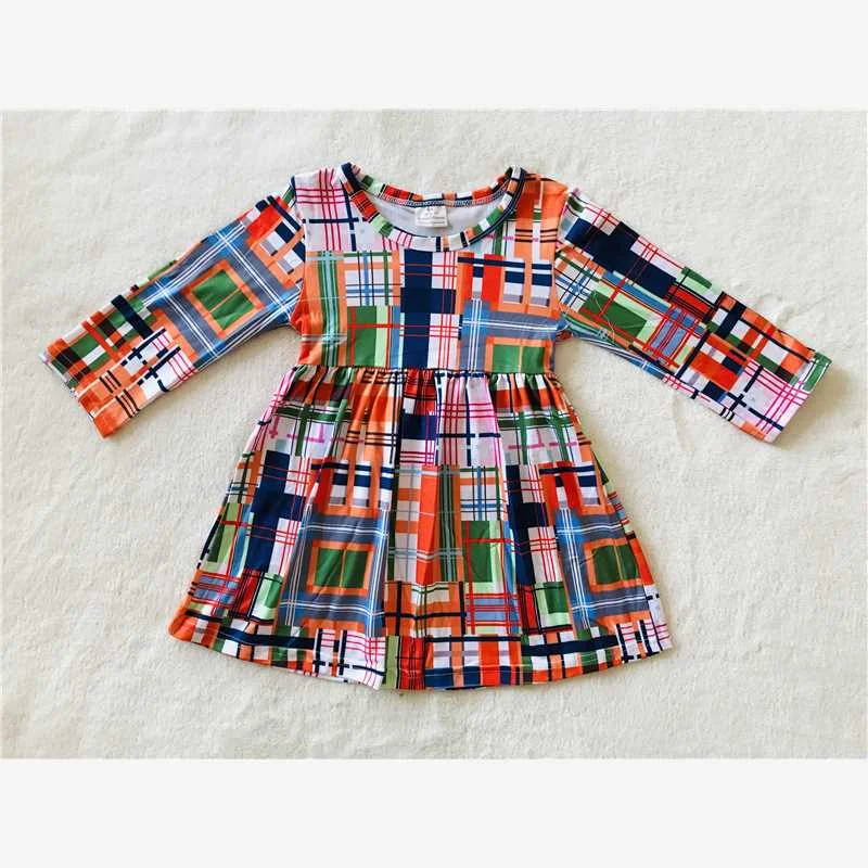 RTS NO MOQ SALES  G3-4-6**. Colorful plaid long-sleeved skirt