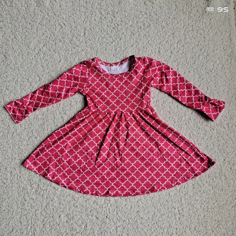 RTS NO MOQ SALES G4-12-5; White pattern plaid rose red long-sleeved skirt