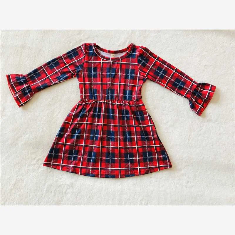 RTS NO MOQ SALES  G4-6. Navy blue plaid long-sleeved skirt