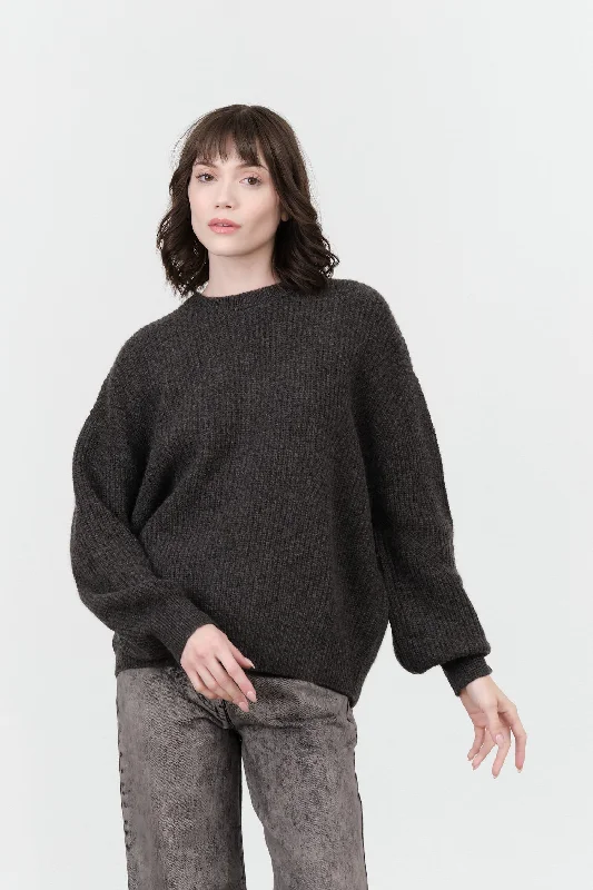 Signature Yak Poet Sweater in Charcoal