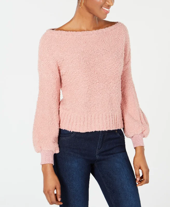 Bar III Bishop Sleeve Fuzzy Textured Sweater