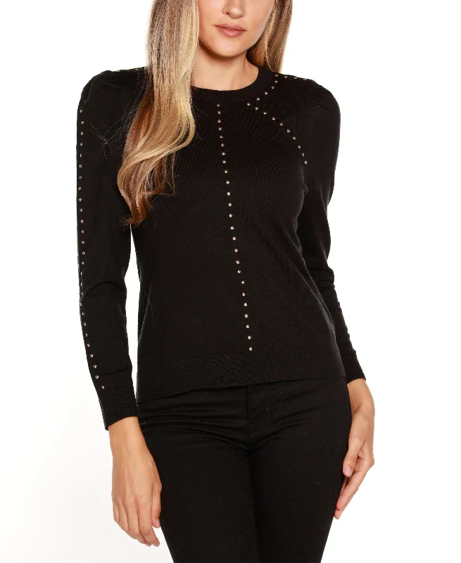 Belldini Embellished Puff Sleeve Sweater