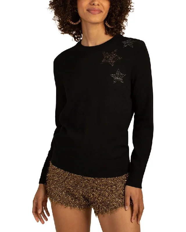 Trina Turk Celeste Crewneck Wool Sweater Long Sweater Short Sweater Cropped Sweater
