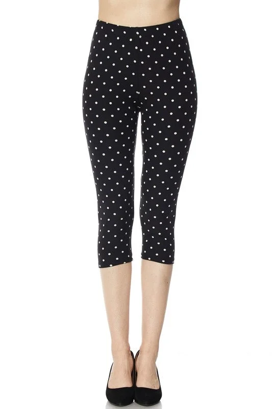 Black & White Polka Dot Capri Leggings