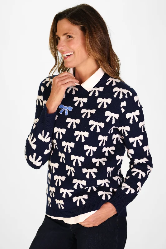 The Bow Sweater in Navy