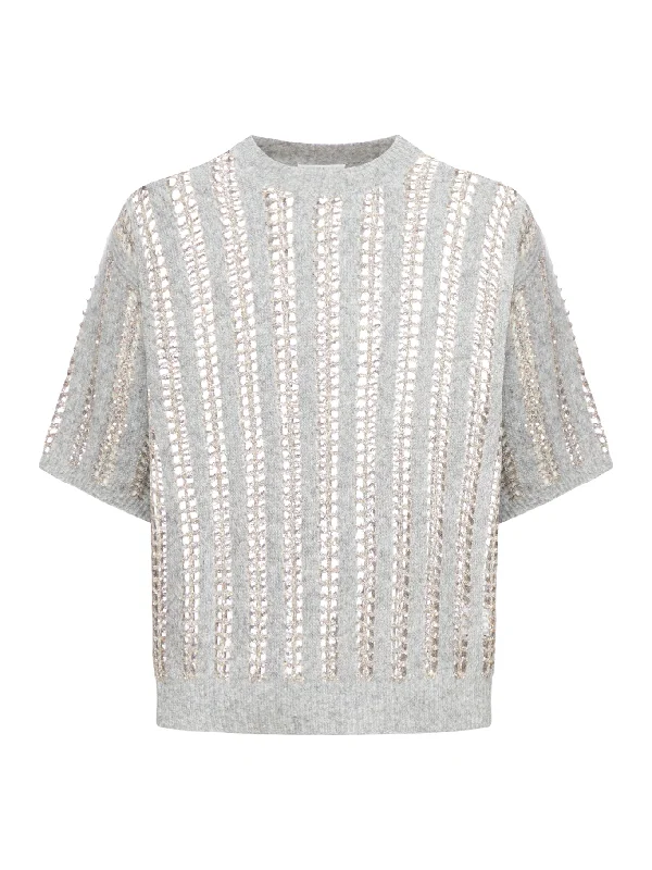 openwork sweater in cashmere blend