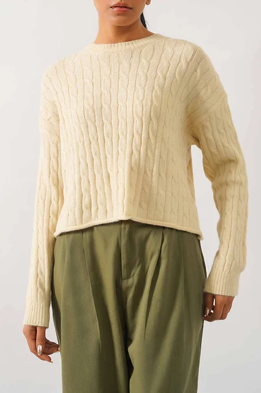 CABLE-KNIT CROPPED SWEATER