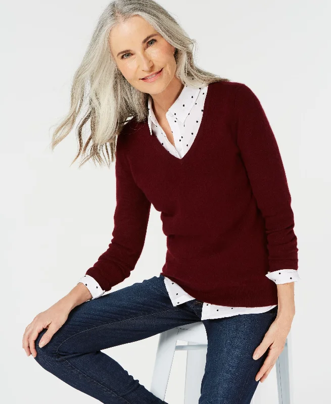 Charter Club Pure Cashmere V Neck Sweater