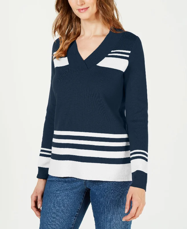 Charter Club Striped V Neck Sweater