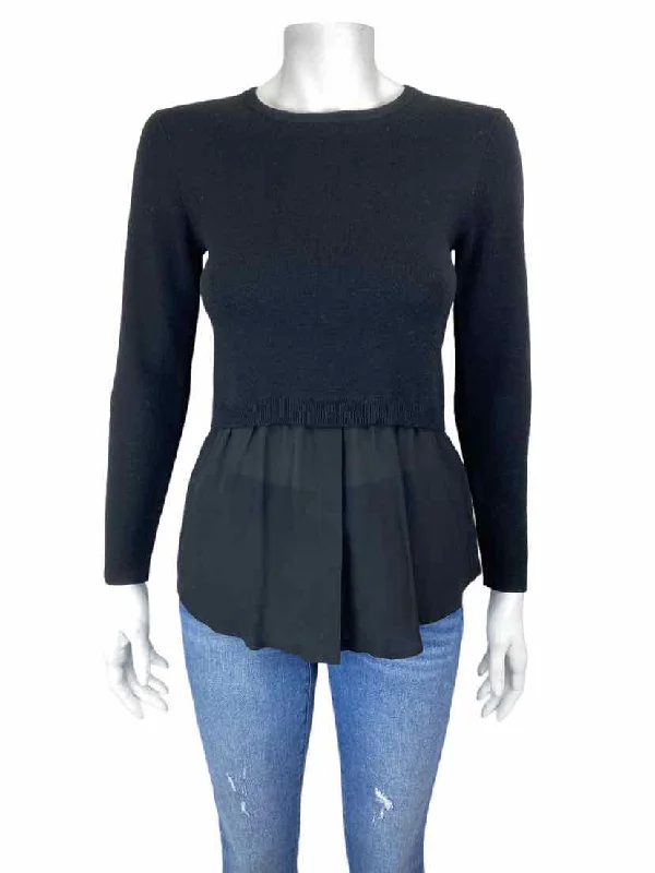 Club Monaco Women's Crewneck Sweater with Shirttail Black Size XS