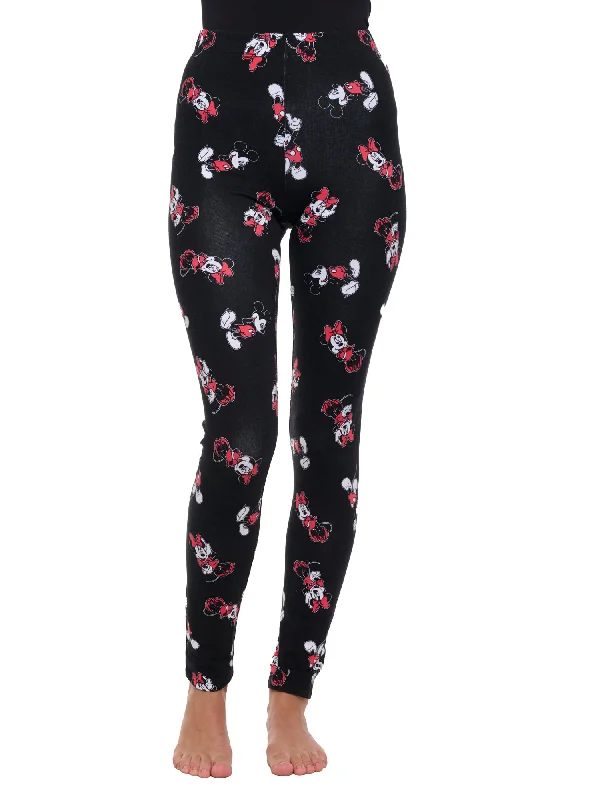 Disney Women's Mickey & Minnie Mouse Leggings All-Over Print Stretch Black