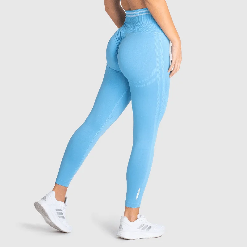 DYE Scrunch Seamless Leggings - Sky Blue Stylish Pockets Active Leggings