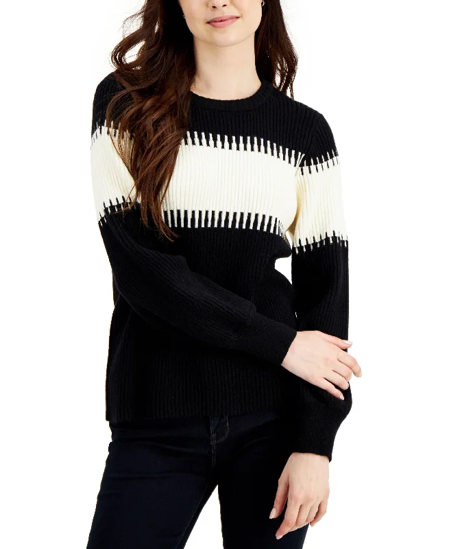 Fever Striped Balloon Sleeve Sweater