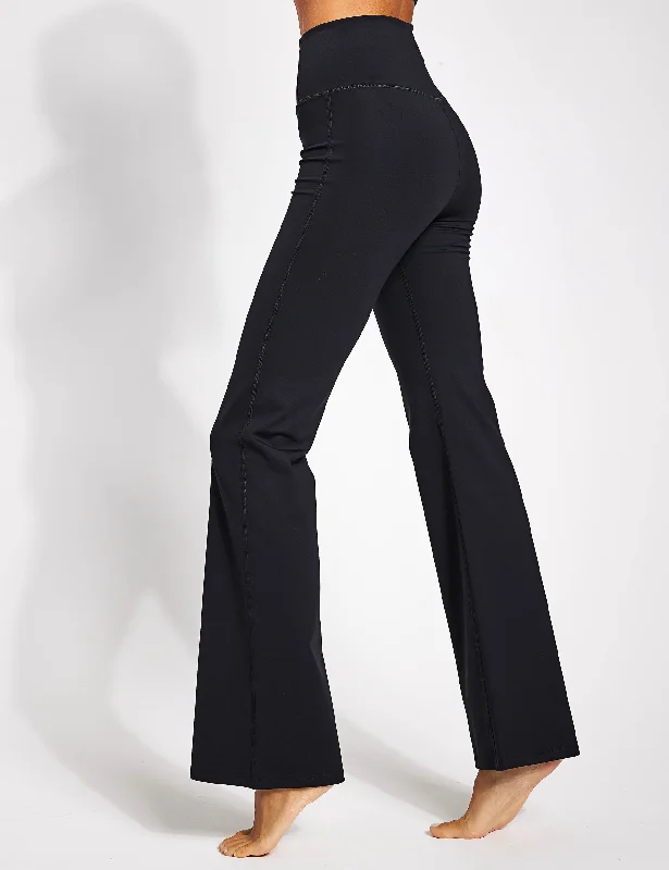 Compressive Flare Legging - Black Trendy Adjustable Waist Leggings