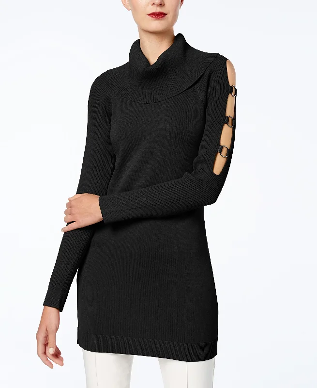 Grommet Trim Tunic Sweater