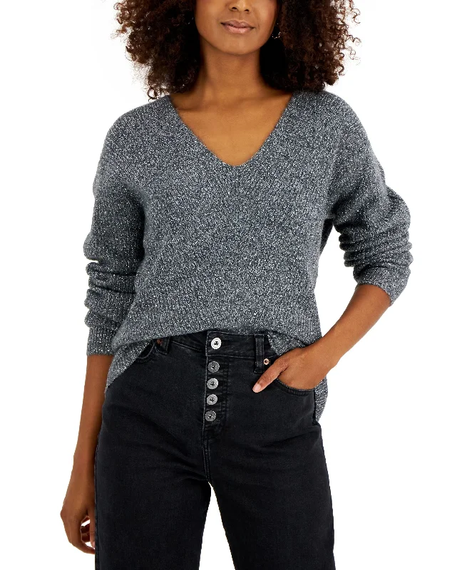 International Concepts Womens Sequined V Neck Sweater