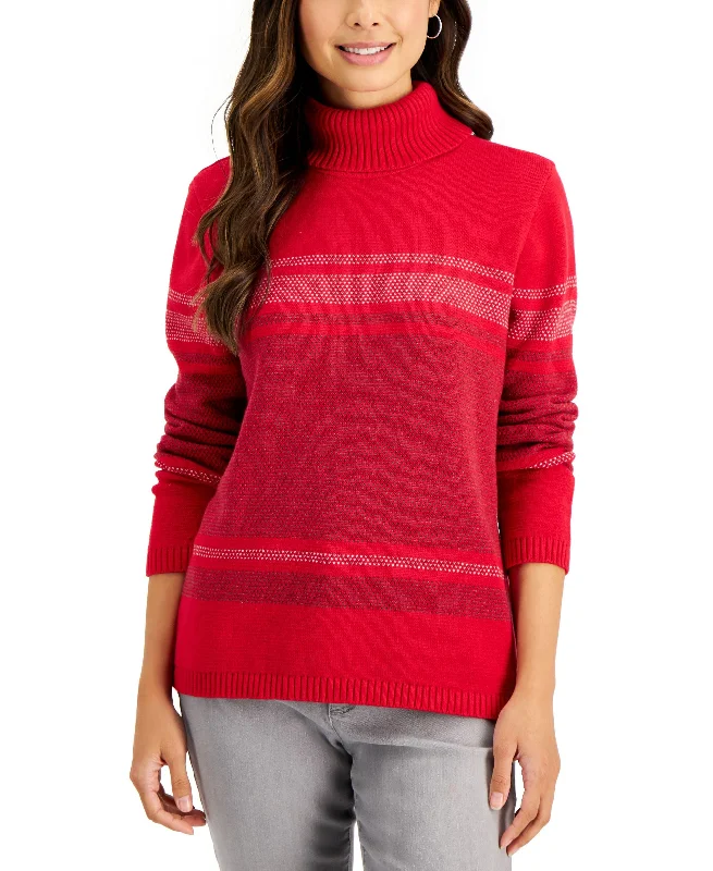 Karen Scott Janine Striped Cotton Sweater