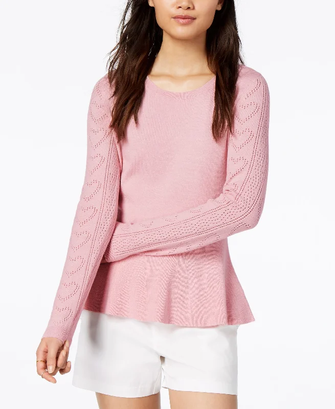 Maison Jules Pointelle Knit Peplum Sweater