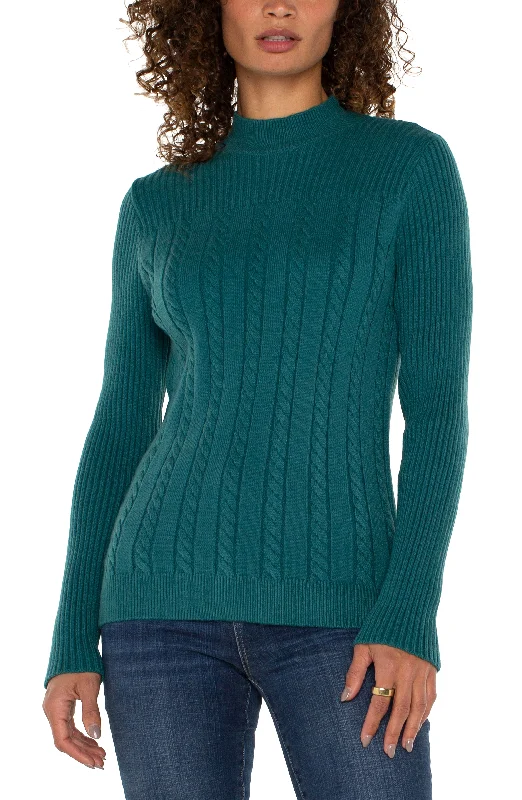 MOCK NECK CABLE SWEATER